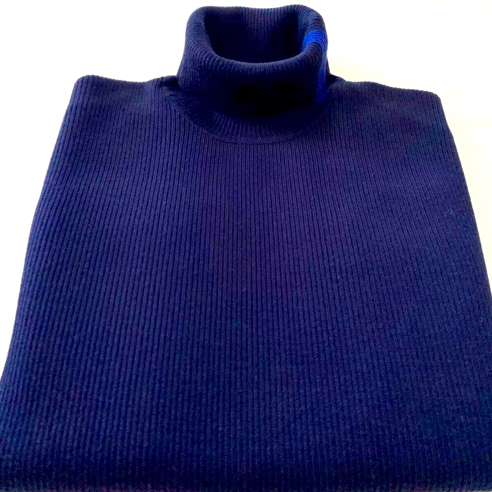 Vintage Polo Ralph Lauren Sport Blue Ribbed Ski Turtleneck Size Large - Rare